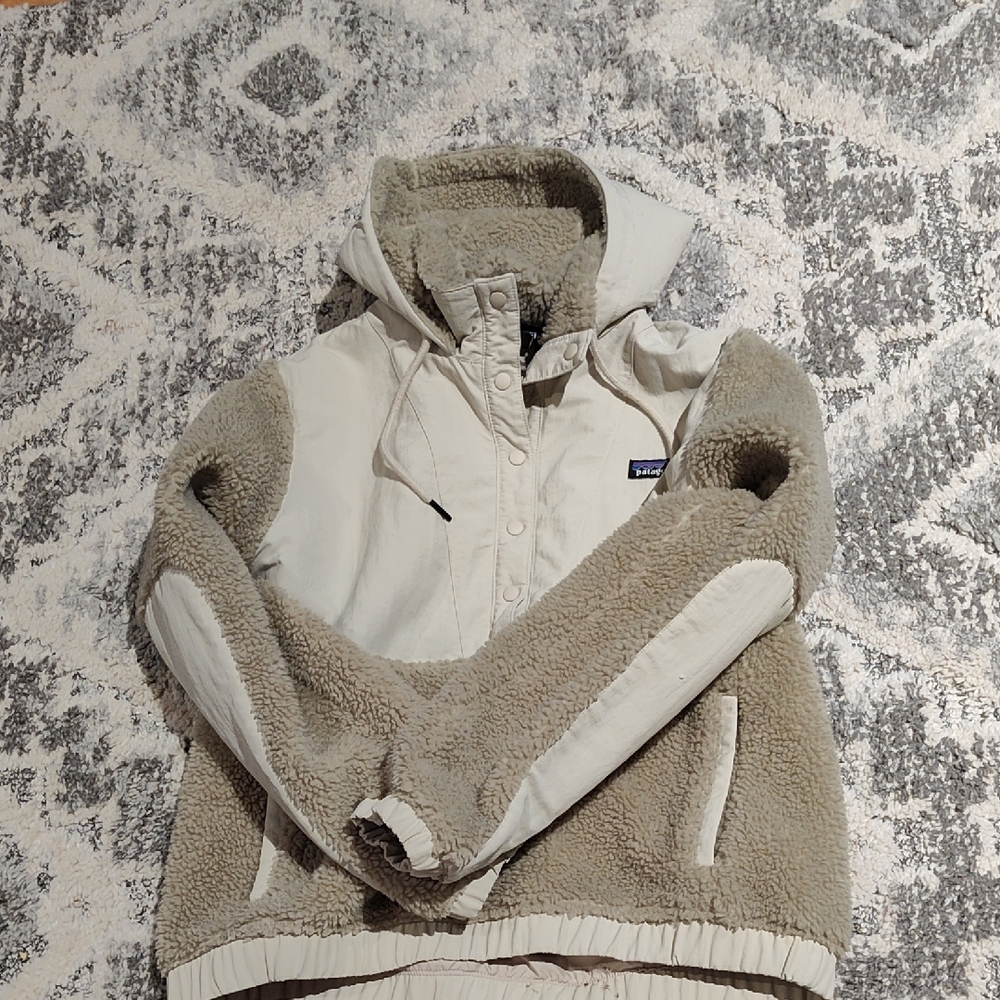 Tan and Cream Puffer Jacket with Cozy Hood